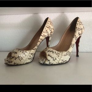 Christian Louboutin snakeskin peep-toe heels